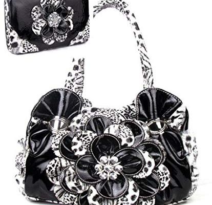 Black Leopard Flower Rhinestone Fashion Handbag W Matching Wallet Review