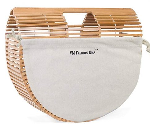 VM FASHION KISS Womens Bamboo Products Half Moon bag Bamboo Hollow Stitching Handbag Beach bag Ladies Review