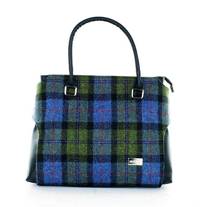 Ladies luxury Plaid Handbag - Blue & Green