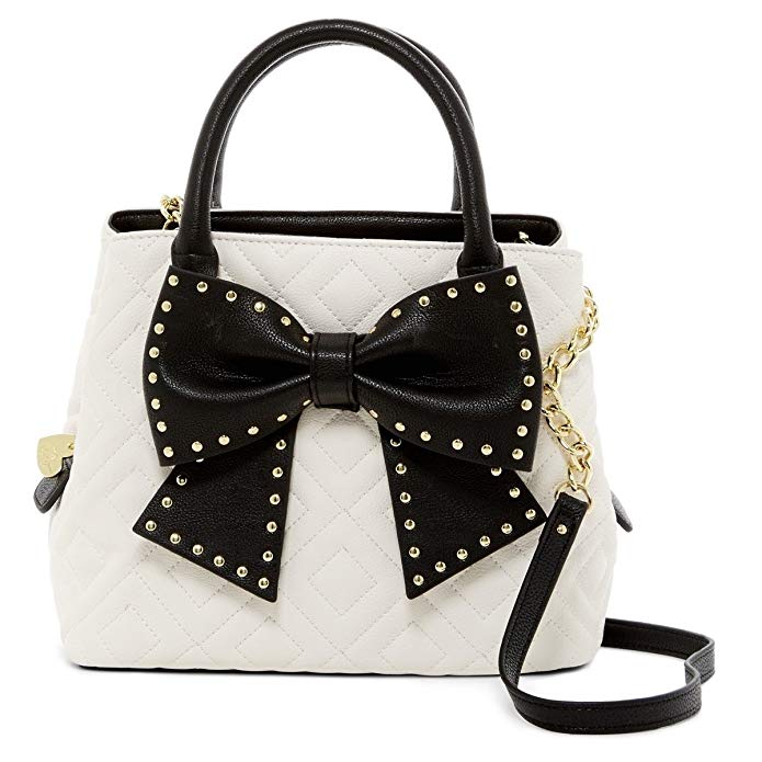 Betsey Johnson Hopefully Romantic Bow Bucket Bag - Cream / Black