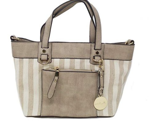 Simply Noelle Antiqua Textured Canvas and Vegan Faux Leather Mini Satchel Handbag (Stripe) Review