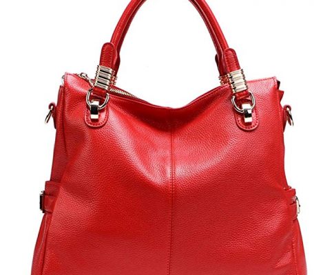 Women’s First Layer Cowhide Leather Hobo Tote purse Satchel Vintage Handbag/Shoulder Strap (Red) Review