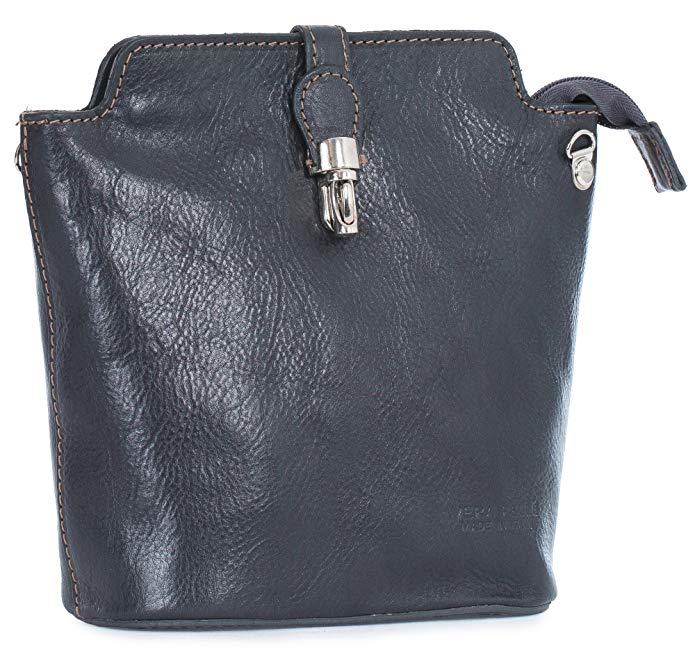 Big Handbag Shop Small Mini Real Leather Cross Body Bag in Plain, Ostrich or Crocodile Design