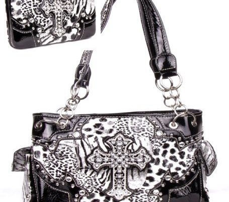 Western Leopard Cross Black Rhinestone Pocket Purse W Matching Wallet Review