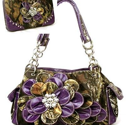 Western Purple Camouflage Flower Rhinestone Handbag W Matching Wallet Review