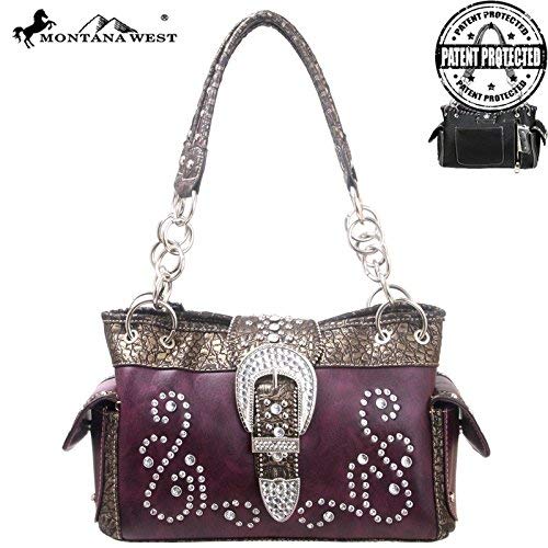 Montana West Concealed Handgun Collection Handbag & Wallet Set, New 2015 (Purple)