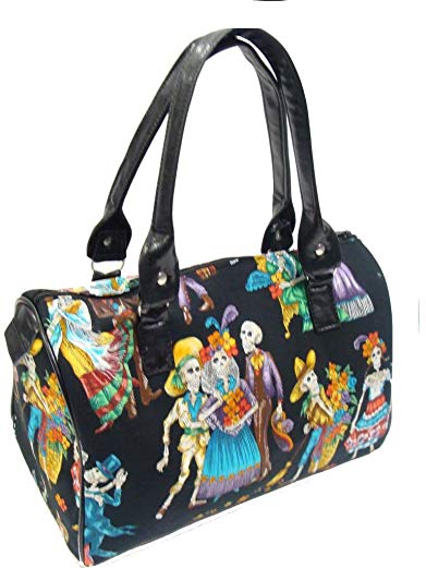 US Handmade Fashion sKulls in Party Day Of The Dead Rockabilly Halloween Gothic Doctor Bag Satchel Style Handbag Purse cotton fabric, DRB1018