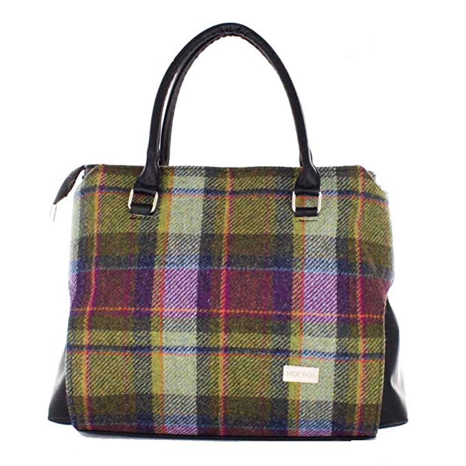 Ladies luxury Plaid Handbag - Green and Purple