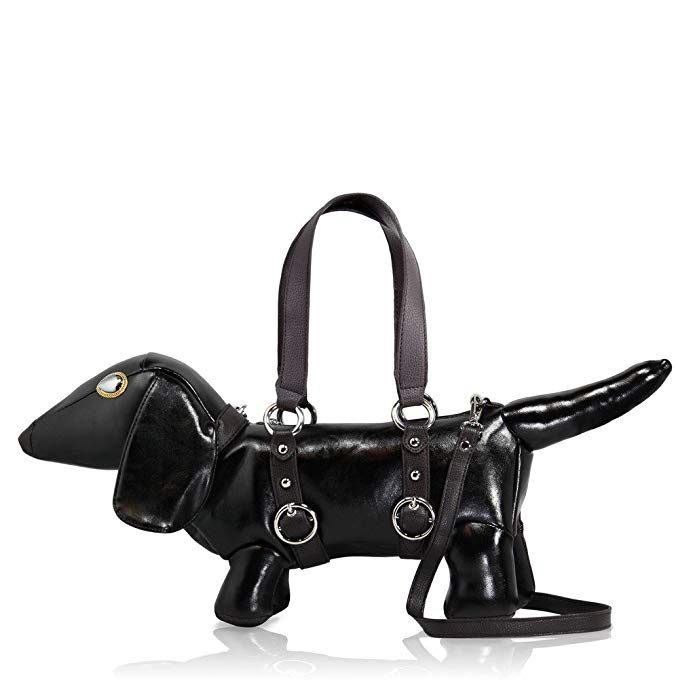 DARLING'S Dachshund Dog Fashion Design Handbag Shoulder Bag - Black