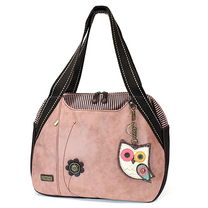 Chala Handbags Dust Rose Shoulder Purse Tote Bag with Key Fob/ Coin Purse