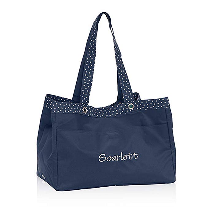 Thirty One Soft Utility Tote in Navy Dancing Dot - No Monogram - 4942