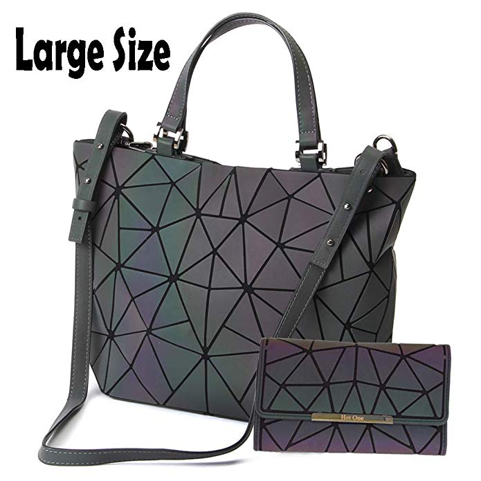 HotOne Geometric Luminous Purses and Handbags Shard Lattice Eco-Friendly Leather Rainbow Holographic Purse