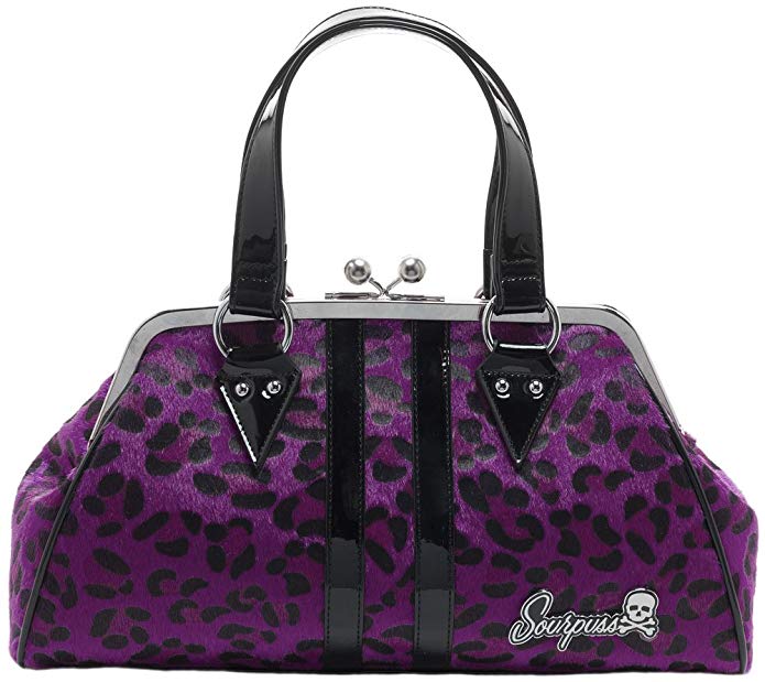 Sourpuss Temptress Purple Leopard Purse