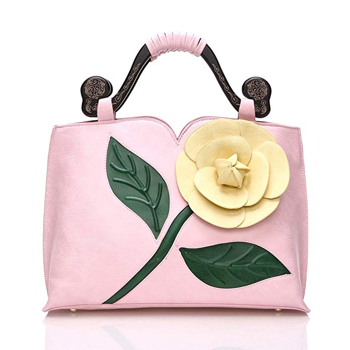 AnKoee Ladies Flower PU Leather Shoulder Bag Handbag Messenger Bag