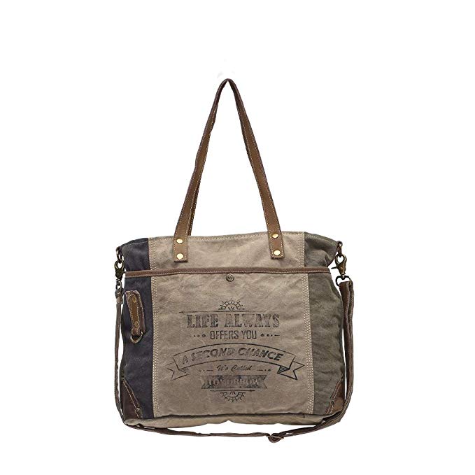 Myra Bags Life Always Upcycled Canvas Shoulder Bag S-0948