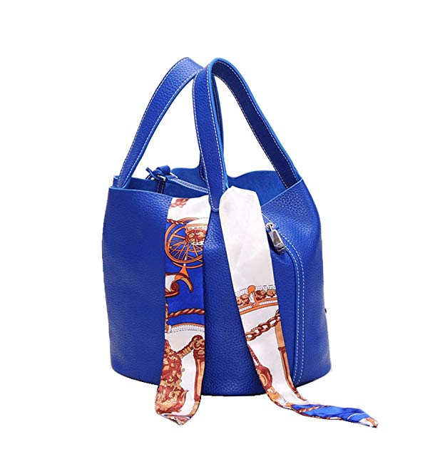 Ainifeel Women's Genuine Leather Padlock Purse Bucket Tote Bag Casual Handbags