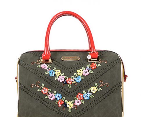 Velvet Boston Handbag Featuring Stitching Design With Sequined Floral Embroidery Review