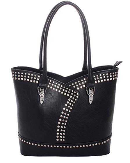 Rhinestone Leatherette Concealed Carry Handbag Purse