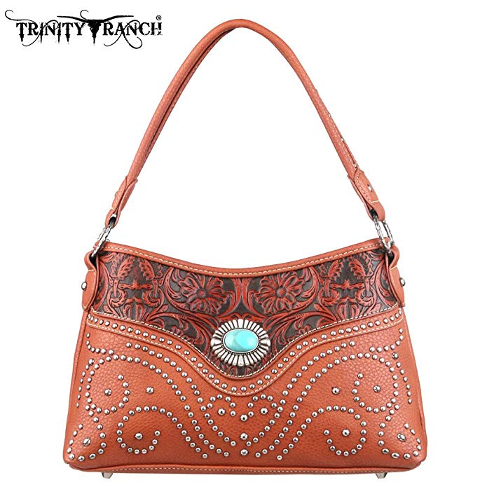 Montana West TR14-918 Trinity Ranch Tooled Design Western Handbag Purse