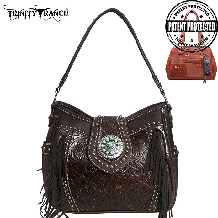 TR04G-8291A Montana West Trinity Ranch Tooled Design Concealed Handgun Collection Handbag