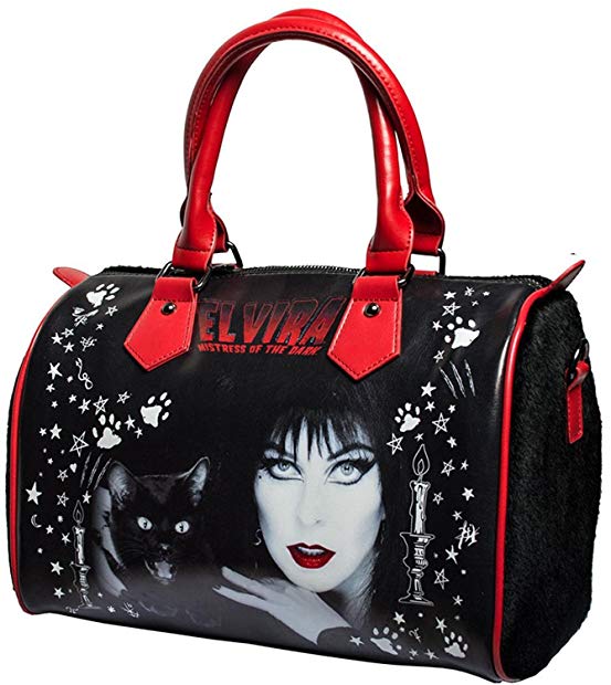 Elvira Black Cat Purse Goth Chic Style Kreepsville Halloween Handbag Faux Fur