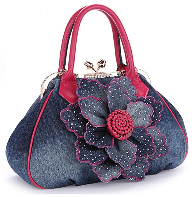 Kaxidy Ladies Girls Womens Denim Handbag Jean Bag Denim Shoulder Bag Shopper Satchel Messenger Tote Bags