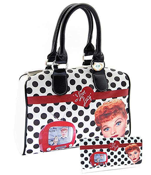 I Love Lucy LU8120 Polka Dot Satchel Handbag and Wallet Set