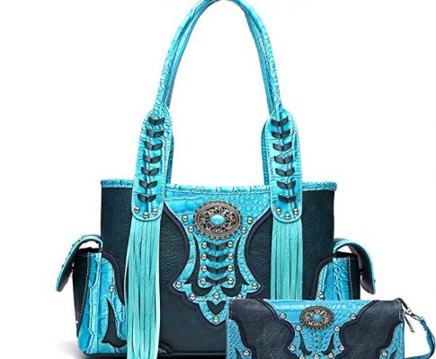 Cowgirl Trendy Western Concealed Carry Fringe Handbag and Wallet-Turquoise Review