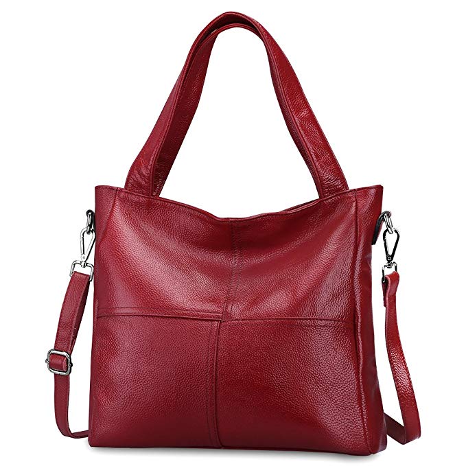 S-ZONE Women's Genuine Leather Large Tote Handbag Shoulder Crossbody Bag