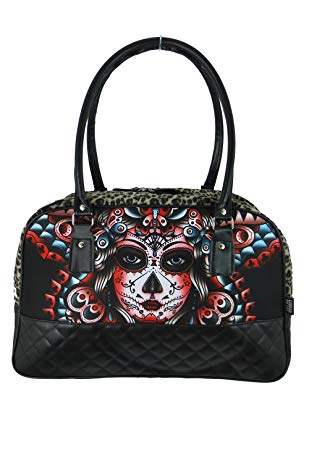 Liquor Brand Butterfly Day of the Dead Tattoo Rockabilly Punk Big Handbag Purse