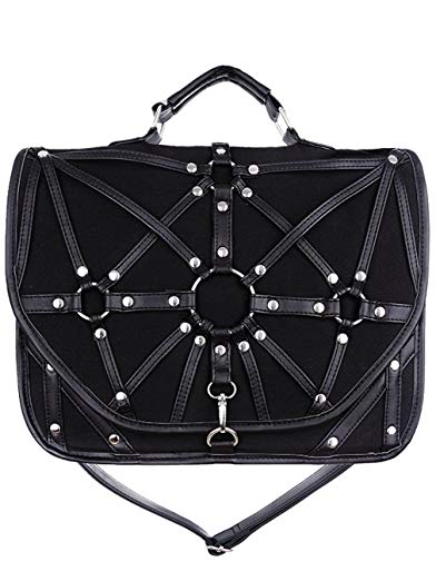 Restyle Dark Side Gothic O-rings & Black Harness Witchcraft Satchel Bag