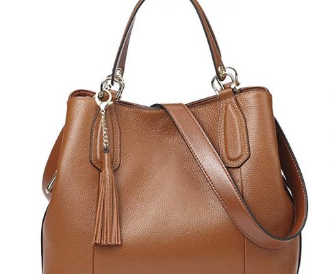 QIWANG Genuine Leather Handbags for Women Brown Top-handle Handbags Evening Purse Shoulder Bags for Women Review