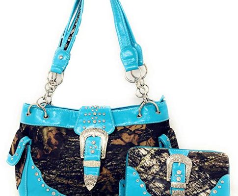 Western Blue Camouflage Buckle Rhinestone Purse W Matching Wallet Review