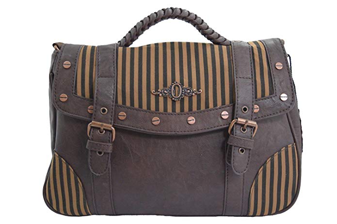 Banned Vintage Steampunk Brown Black Stripes Wild West Steampunk Handbag