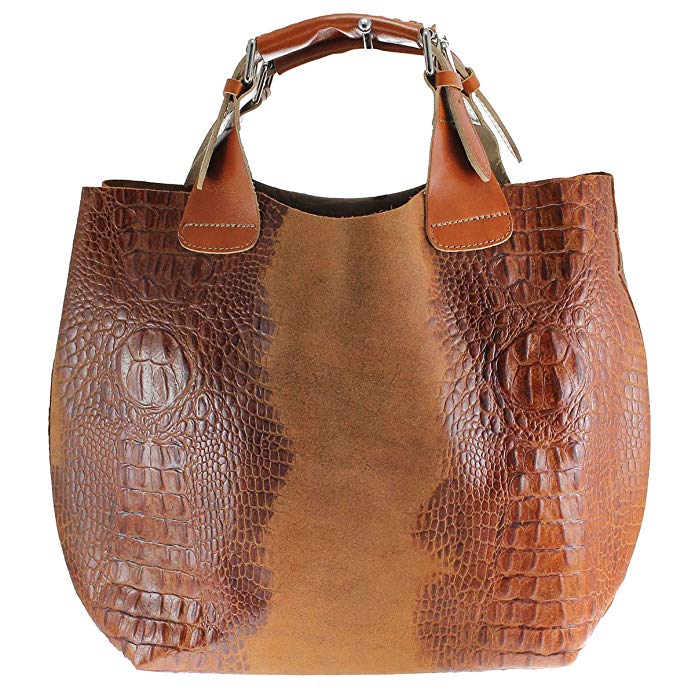 Chicca Borse Woman's tote bag genuine leather Animalier print