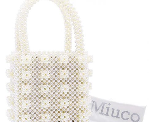 Miuco Womens Beaded Handbags Handmade Weave Crystal Pearl Tote Bags Review