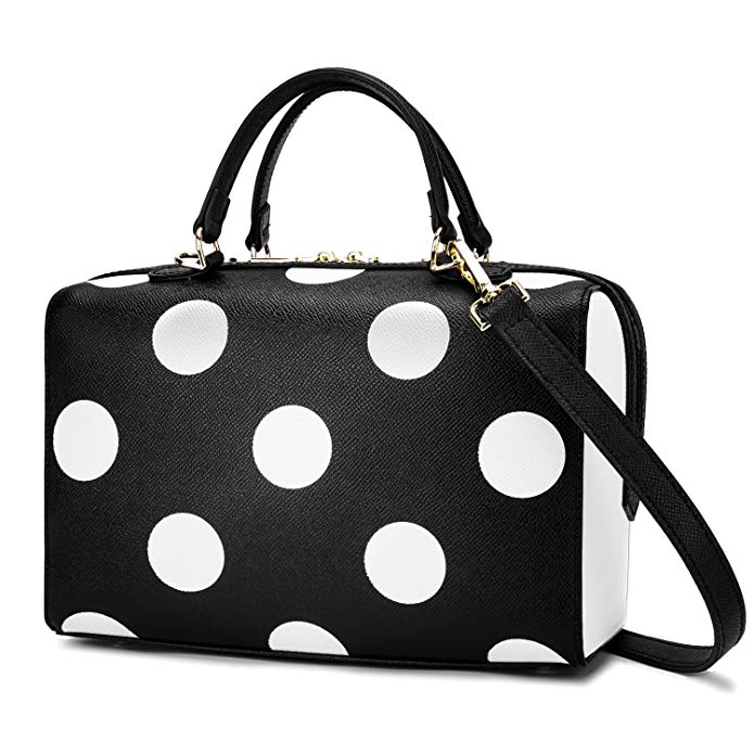 UtoteBag Women Tote Bag Top Handle Bag M-size Genuine Leather Handbag Purser Polka Dots Satchel Shoulder Bag