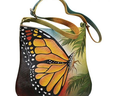 Handpainted Butterfly Shoulder Bag – Leather Crossbody Strap Lined Purse Review