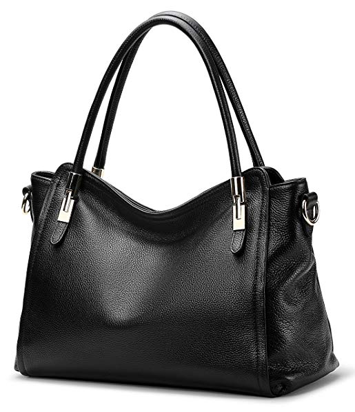 Women's Vintage Genuine Leather Handbag by COOLCY Tote Shoulder Bag for Ladies Large Capacity