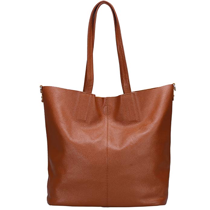 Damero Women's Soft Leather Tote Bag with Shoulder Strap