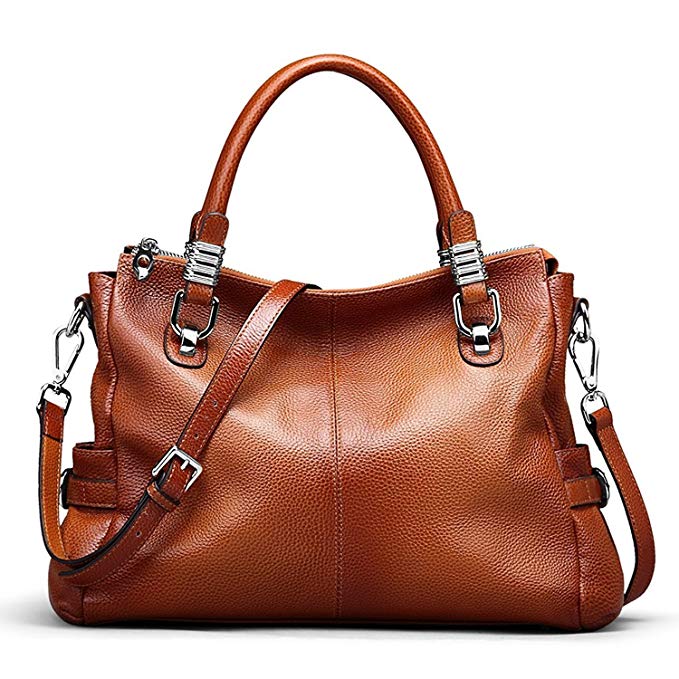 S-ZONE Women's Vintage Genuine Leather Handbag Shoulder Bag Satchel Tote Bag Purse Crossbody Bag