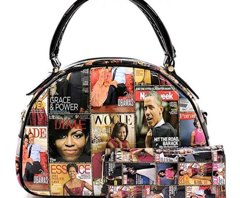 Glossy Magazine Cover Collage 2-in-1 Dome Satchel & Wallet Set Michelle Obama Handbag Review