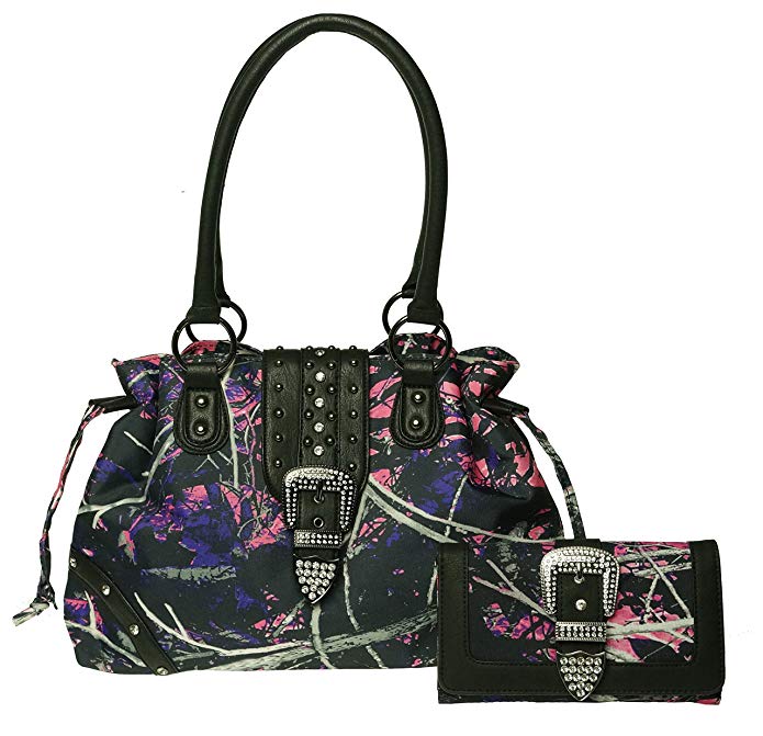 Muddy Girl Drawstring Bling Buckle Handbag and Wallet