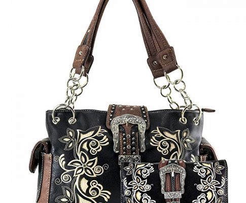 Justin West Rhinestone Buckle Floral Embroidery Laser Cut Handbag Purse Review