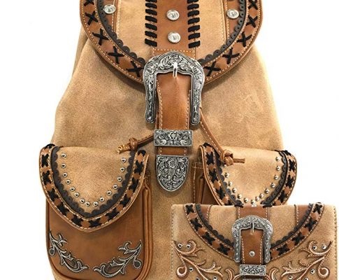 Justin West Trendy Western Rhinestone Leather Conceal Carry Top Handle Backpack Purse Review