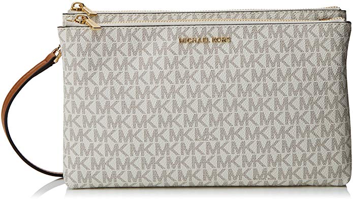 Michael Kors Adele Signature Double Gusset Crossbody, White